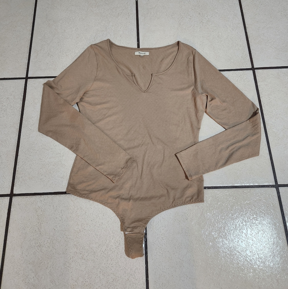 Madewell Tan Long Sleeve Bodysuit Size XL